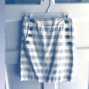 LOFT Gray/White Stripped Skirt- Size 2P